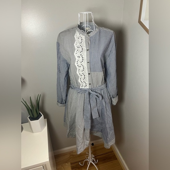 La Vie Rebecca Taylor 100% Cotton Maisie Eyelet Fit And Flare Mini Dress Size M - Picture 4 of 10